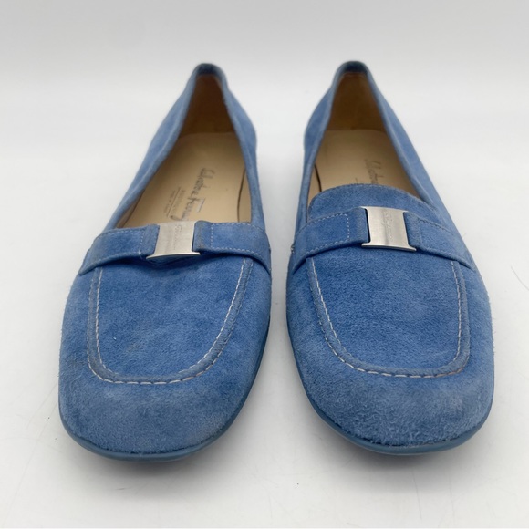 Salvatore Ferragamo Blue Suede Loafers, Size 6 - Picture 4 of 9